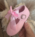 Spanish Pink Satin Bow Patent Shoes