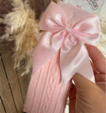 Blush Pink Knee High Bow Socks
