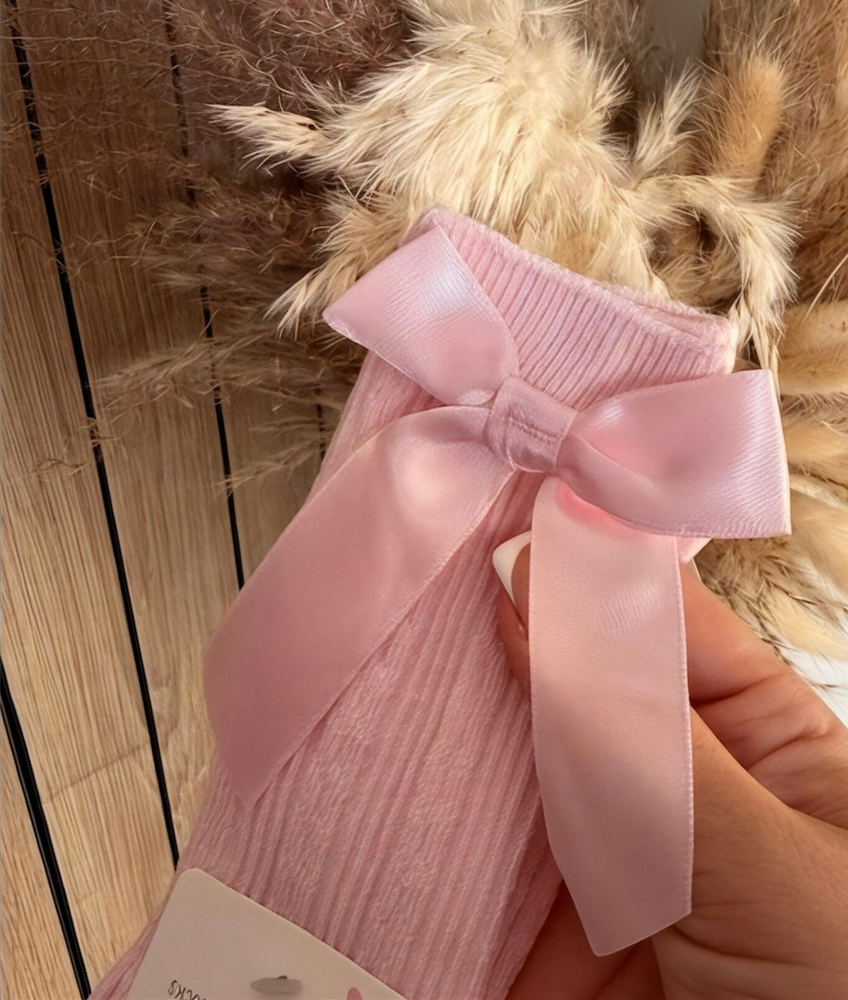 Soft-To-Touch Pink Knee High Bow Socks
