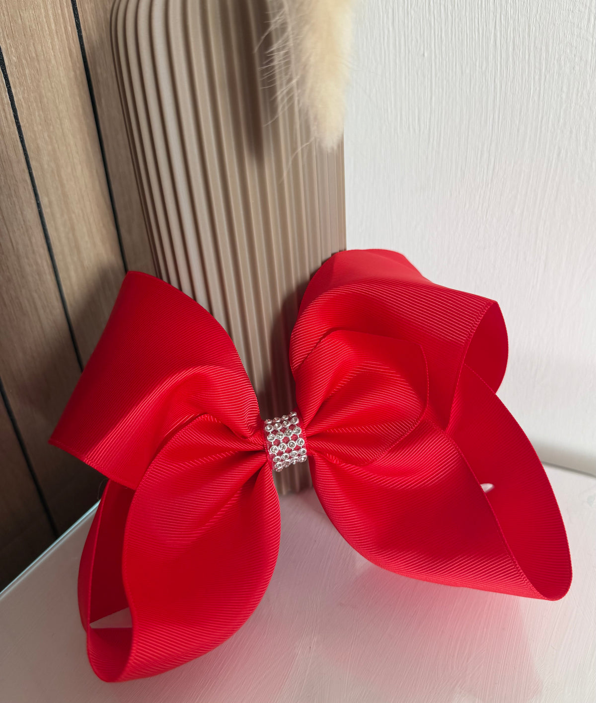 XL 8” Red Diamanté Bow Hairclip