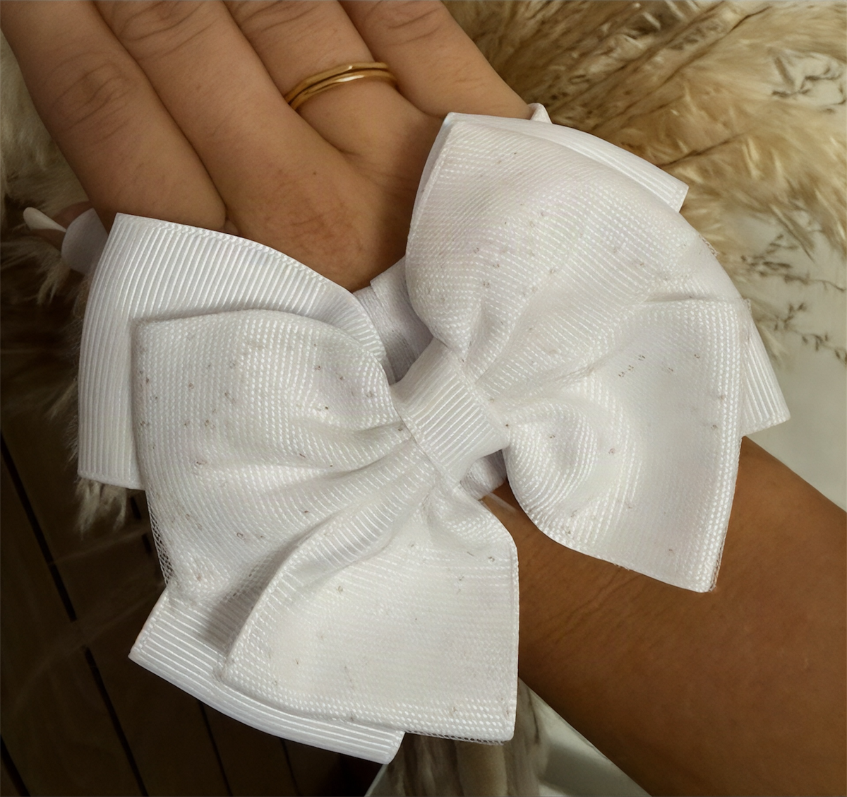 White Sparkly Bow Headband