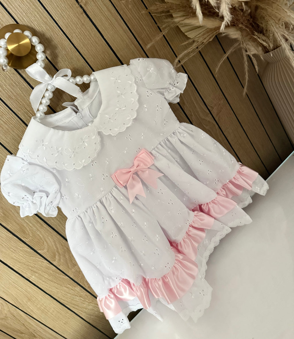 Broderie Anglaise White Dress & Matching Pants