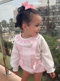 Pink Spanish Romper With Longsleeve Blouse