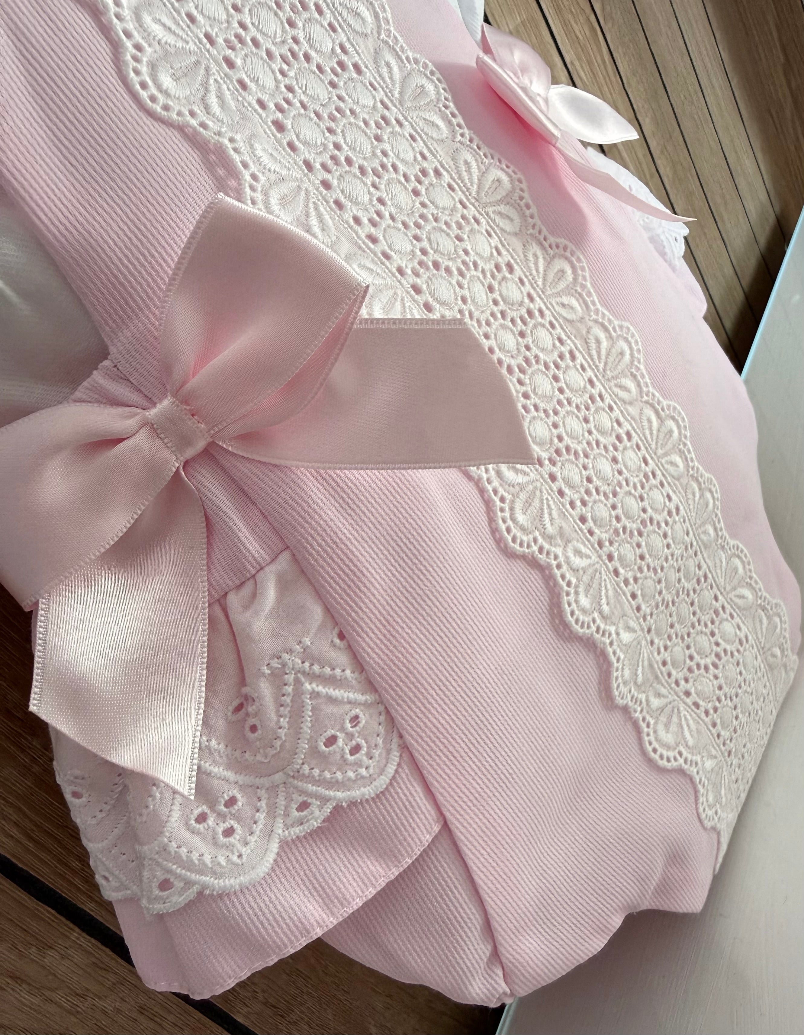 Pink Spanish Romper With Longsleeve Blouse