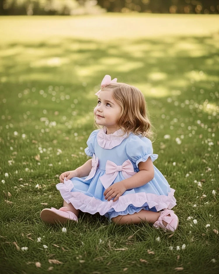 Fairytale Blue Dress With Pink Ruffles