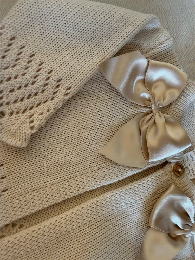 Beige Spanish Double Bow Cardigan