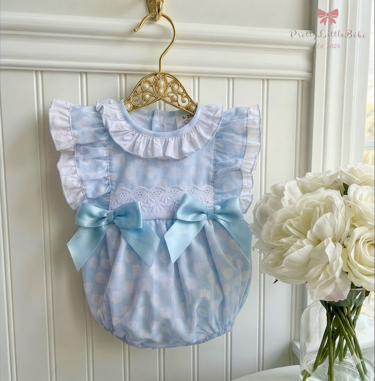 Blue Sheer Frilly Shoulder Romper
