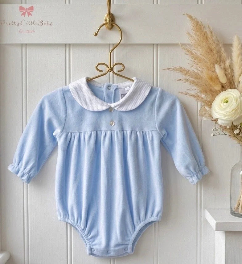 Boys Blue Spanish Style Velour Romper