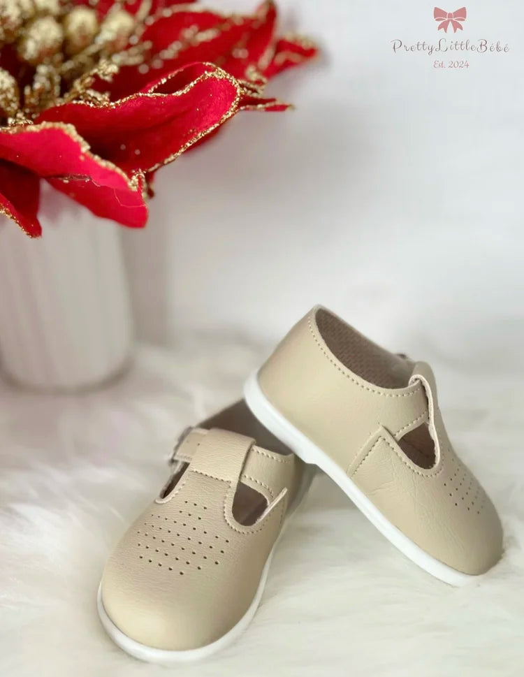 Boys Hard Sole Beige Shoes