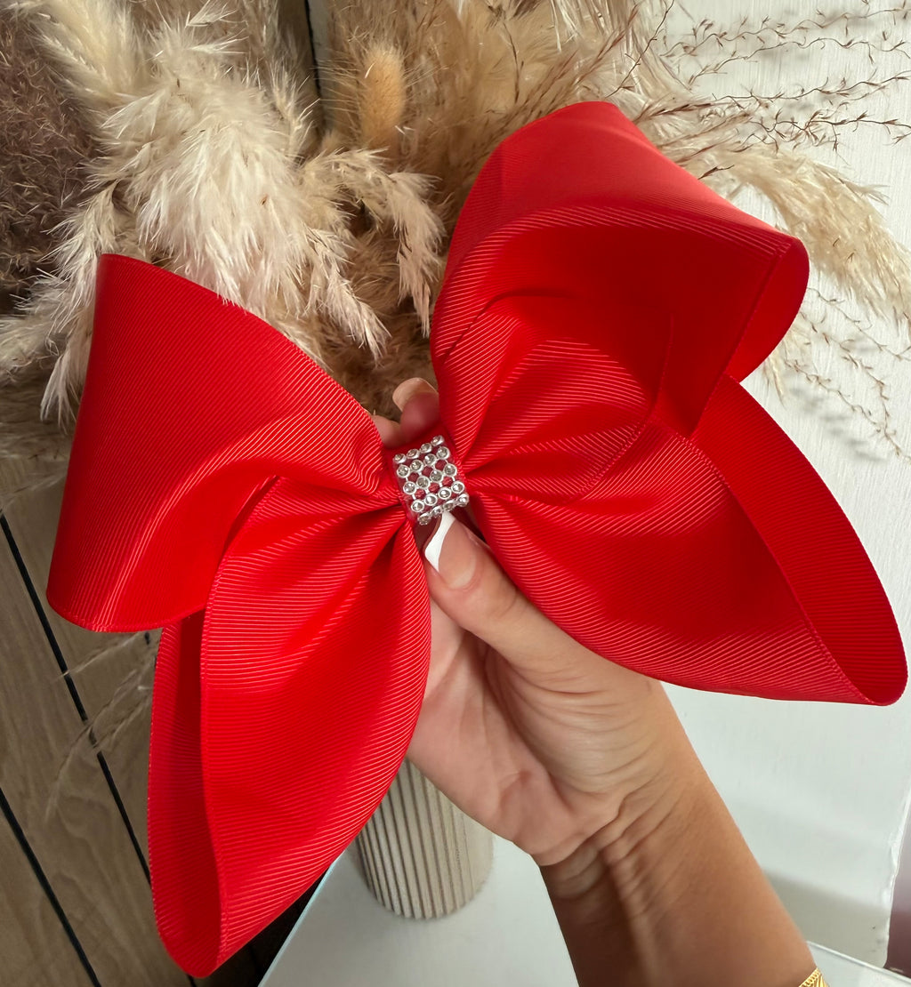 XL 8” Red Diamanté Bow Hairclip
