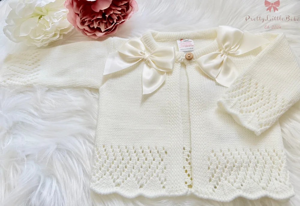 Cream Spanish Double Bow Cardigan
