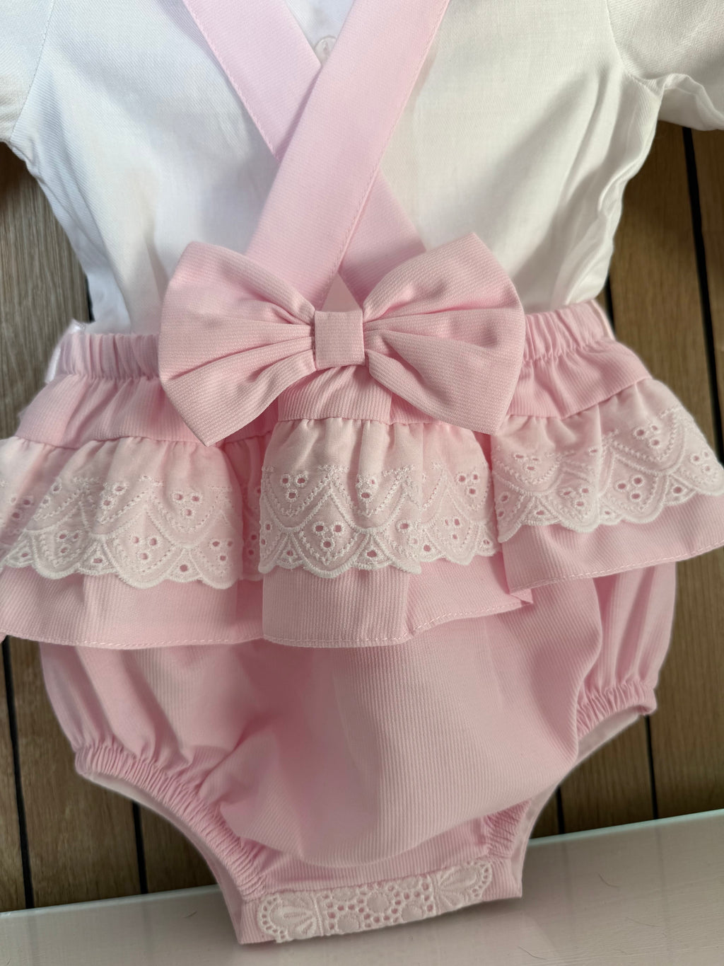 Pink Spanish Romper With Longsleeve Blouse