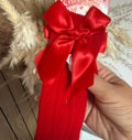 Red Knee High Bow Socks