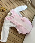 Pink Spanish Romper With Longsleeve Blouse