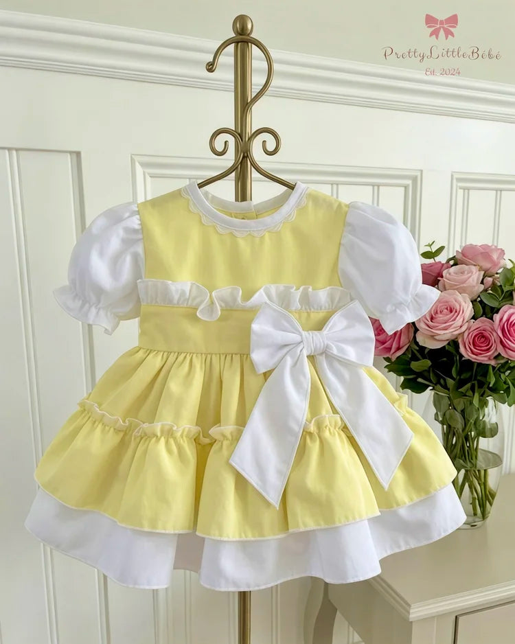 Fairytale Lemon Ruffle Bow Dress
