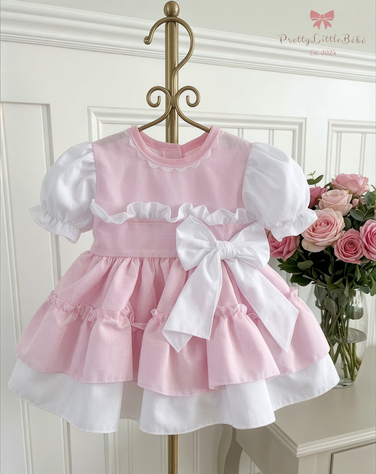 Fairytale Pink Ruffle Bow Dress