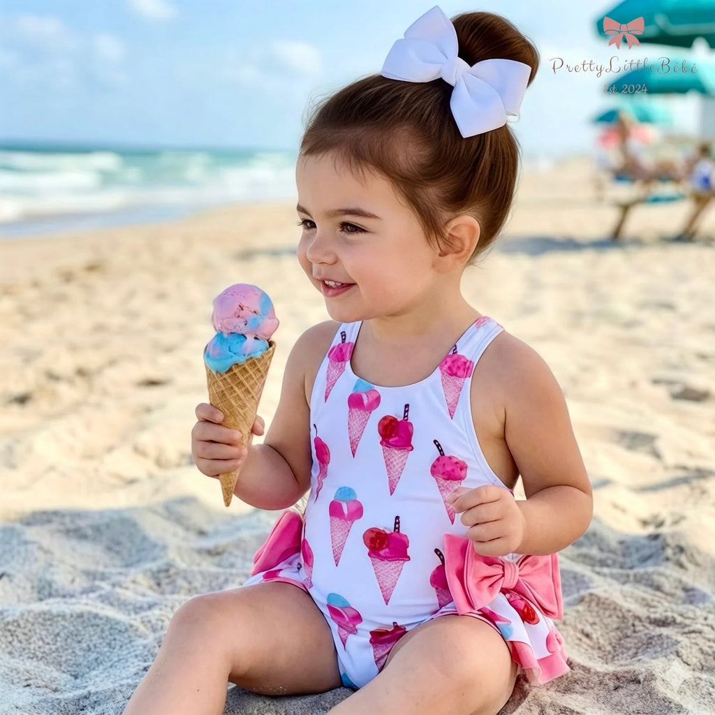 Ice Cream Swimsuit With Bows