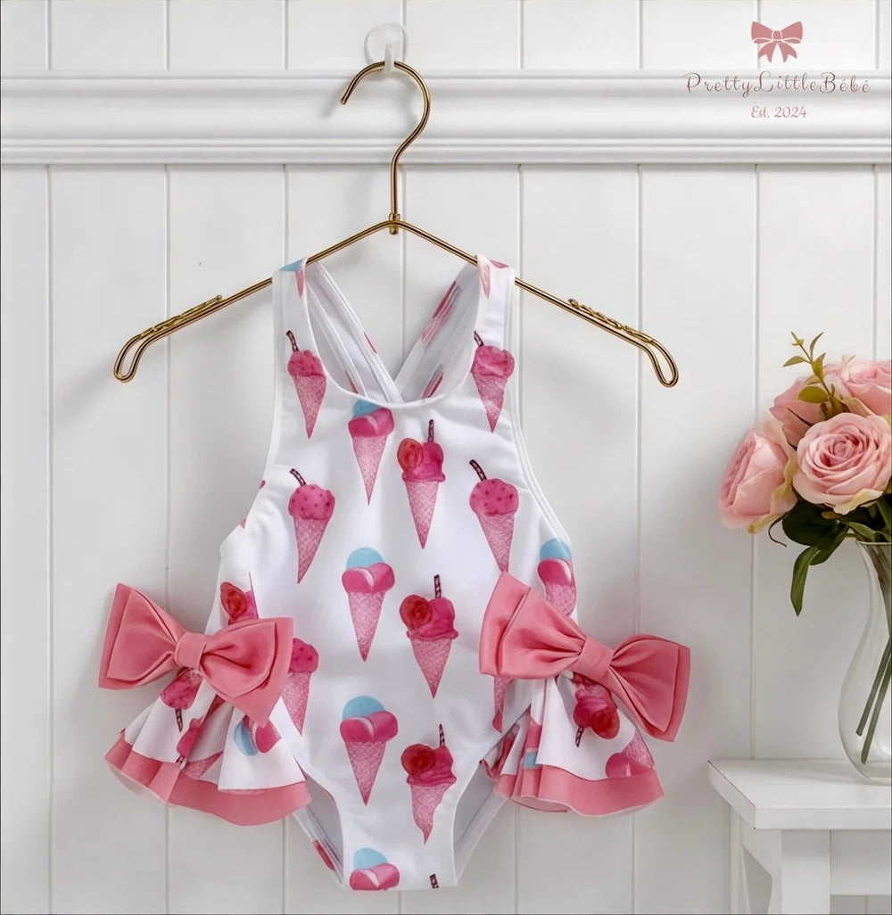 Ice Cream Swimsuit With Bows