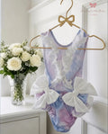 Blue & Purple Ruffle Cross Back Swimsuit
