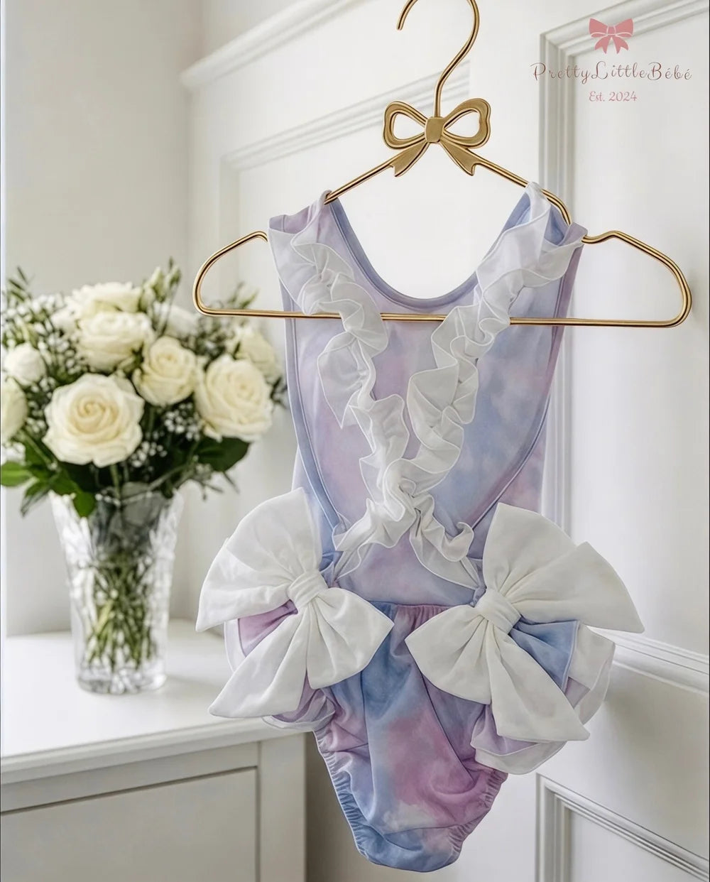 Blue & Purple Ruffle Cross Back Swimsuit
