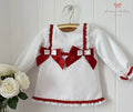 White/Red A Line Dress Satin Bow with Pants