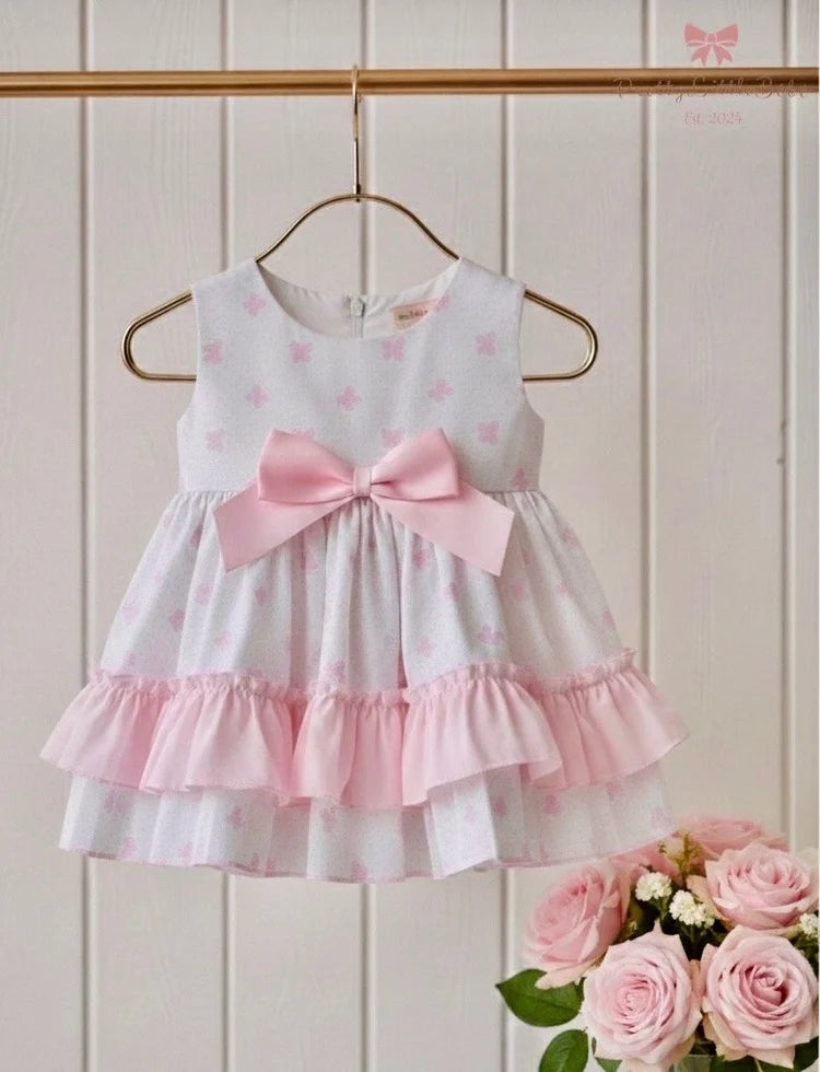 Layered Bow Print Dress & Pants