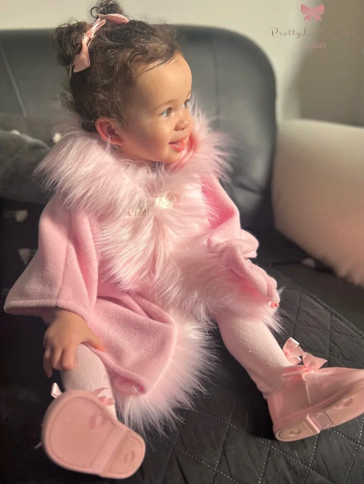 Pink Cape With Pink Faux Fur Hood