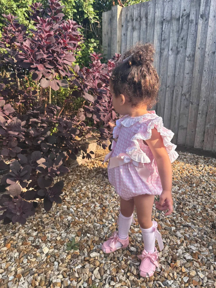 Pink Sheer Frilly Shoulder Romper