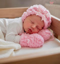 Pink Wool Bonnet & Mittens