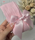 Pink Chevron Knit Bow Tights