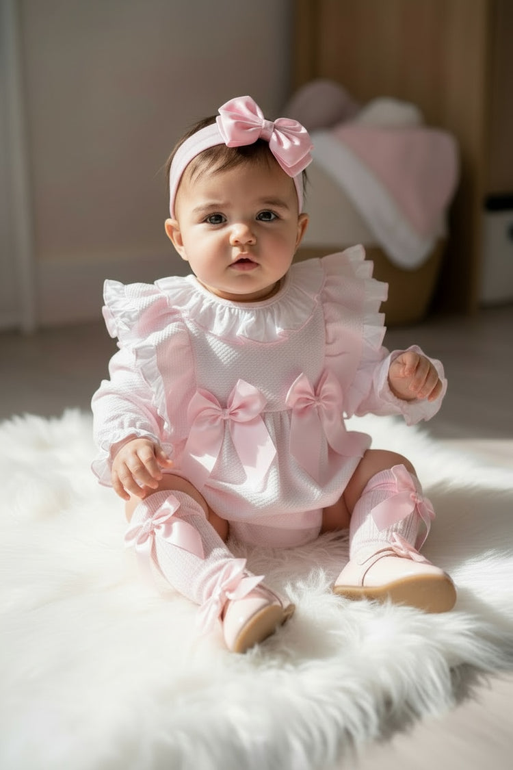 Pink Ruffle Bow Romper
