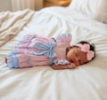 Pink Ruffle Dress With Blue Bow