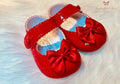 Red Bow Pram Shoes