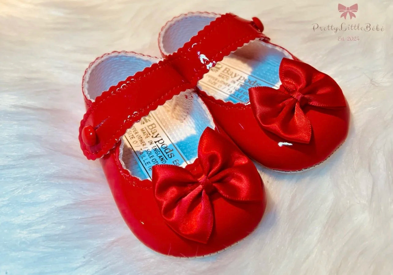 Red Bow Pram Shoes