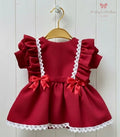 Red Double Bow Dress With Sparkly Lace Trim