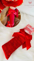 Red Knee High Bow Socks