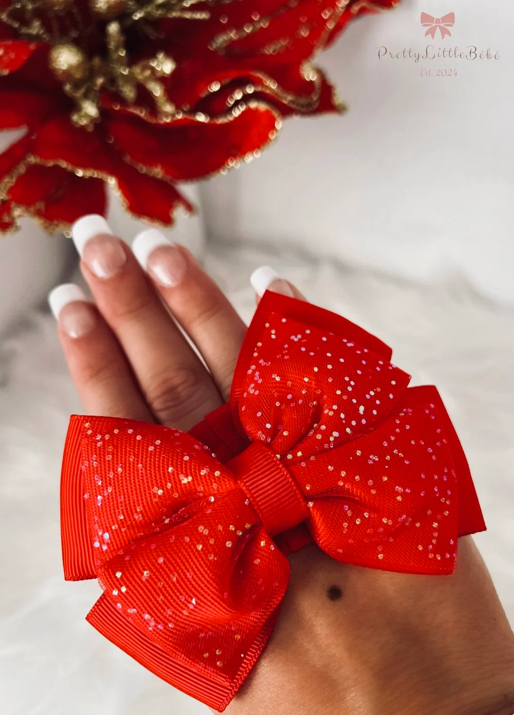 Red Sparkly Bow Headband
