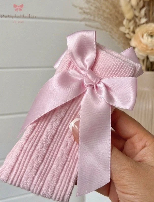 Soft-To-Touch Pink Knee High Bow Socks
