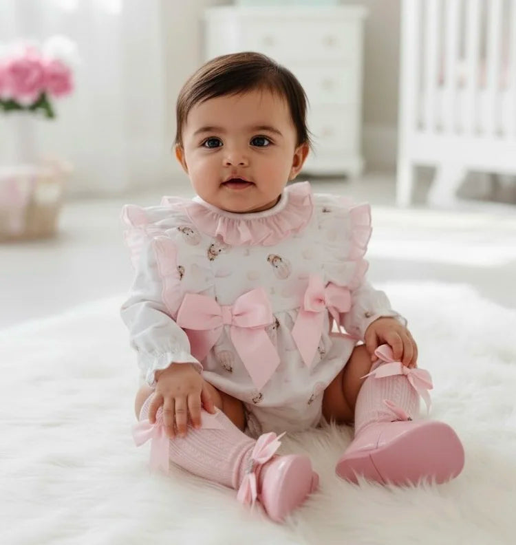 Teddy Hot Air Balloon Frilly Shoulder Romper