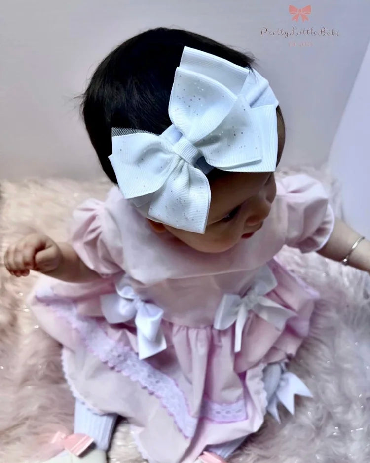 White Sparkly Bow Headband